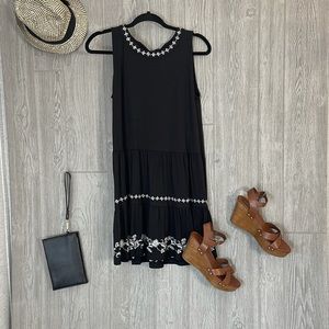 New LOFT Mini Black & White Bow Dress Sz Medium